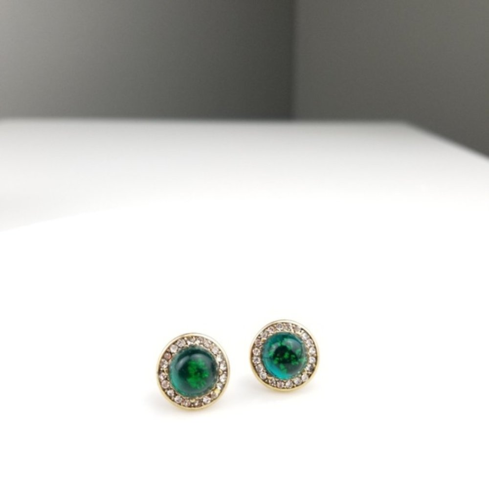 Green Crystal Earrings - Picture 5 of 5